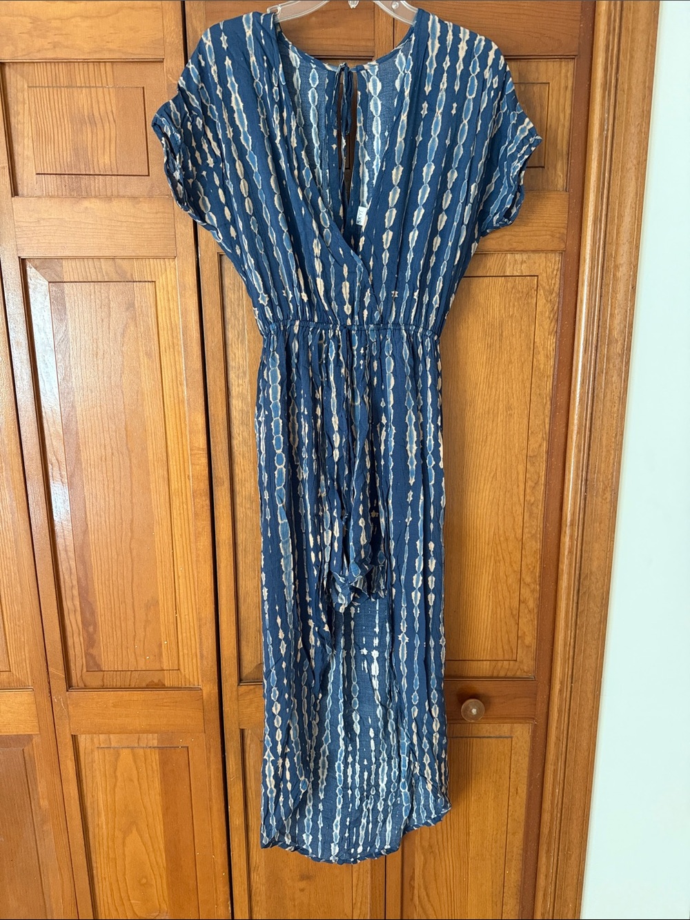 Skye Swimwear Blue and White Striped Tie-Waist Jumpsuit